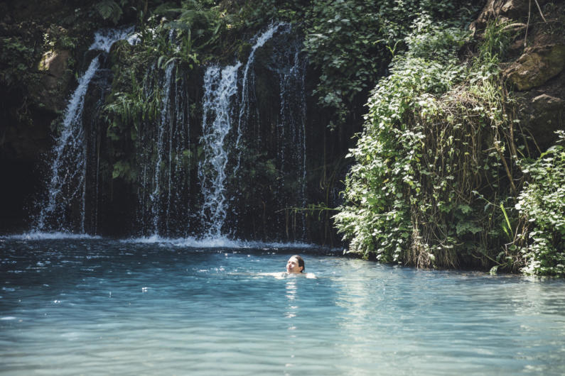 Swiming at the source of the Ngare Ndare river